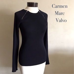 Carmen Marc Valvo Rib Knit Top
